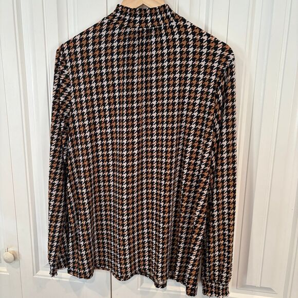 Ann Klein Houndstooth Print Blouse Size XL - Picture 1 of 5